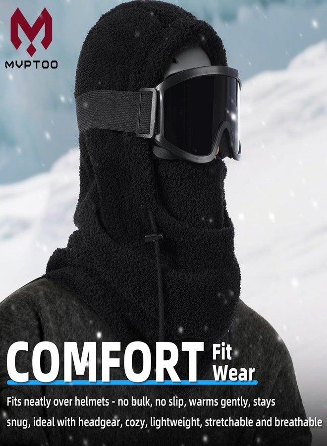 MVPTOO Ski Mask Balalclava Windproof Face Mask Warm Fleece Neck Cover for Cold Weather Helmet Hood for Men & Women (Black) - Image 4